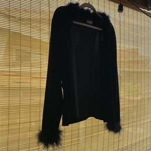 M I N E U.S.A BLACK FEATHERY CARDIGAN BUTTON UP